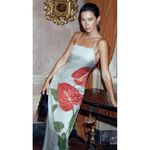 Farm Rio NWT  Blue Anthurium Sequin Slip Maxi Dress Aqua Multi Size L Photo 5