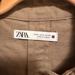 ZARA  studded shacket with faux leather sleeves olive green khaki green Photo 1