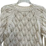 Roy Roger’s Cream Wool Pointelle Fisherman Open Knit Crewneck Sweater Size Small Photo 2
