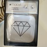 Macy's Sterling Silver Cubic Zirconia Studs With Earring Dish NWT Photo 2