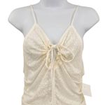 Free People  Lace Ruched Love Her Tank Top Cami Ivory White Gardenia Photo 6