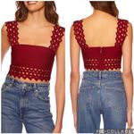 Susana Monaco  Laser Cut Bandage Crop Top Oxblood Red XL Photo 1