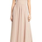 Lulus Cross Neck A-like Chiffon Gown Nude Small NWT Photo 0