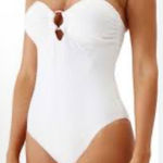 NEW MELISSA ODABASH 'Barbuda' Bandeau Ribbed One Piece Swimsuit Size 6 Ivory Photo 0
