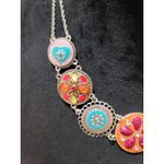 Women's Colorful Boho Medallion Statement Necklace Lobster Clasp Vintage Style Photo 4