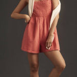 Anthropologie  / PILCRO | Sleeveless Smocked Romper in Coral, Size L Photo 0