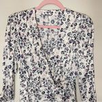 Free People  Bianca Surplice Wrap Ruched Sleeve Printed Blouse, Small Photo 1