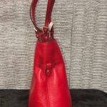 Michael Kors NWT Lenox Pebble Logo Charm Embossed Large Crimson Red Tote Bag Photo 4