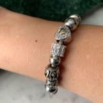 Sterling Silver Slider Charm Bracelet Heart Crystal 7.5” 925 IBB Photo 6