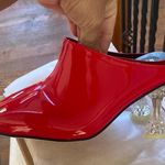 Chic Red Patent Leather Mules size EU 37 kitten heel pointed toe holiday Photo 3
