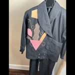 Just Gail vintage dark denim patchwork pantsuit sz large Black Photo 2
