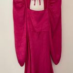 Lovers + Friends  Azusa Mini Dress Square Neck Puff Sleeve Hot Berry Pink EUC S Photo 3