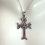 VTG Celtic Cross Sterling Silver Pendant with SS Plate Chain Photo 1