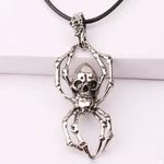 Retro Spider Pendant Domineering Personality‎ Double Skull Zinc Alloy Necklace Black Photo 15