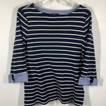 Nautica Women's Striped Boat Neck 3/4 Sleeve Striped Top Navy And White Medium Photo 0