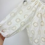 Madewell Embroidered Shirred Puff Sleeve Top Blouse Floral Eyelet Cream XXS NWT Photo 9