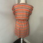 Expresso Striped Short Sleeve Gathered Dress S 80s Prints Rainbowcore Classic Red Photo 2