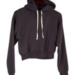 J.Crew Soft Cotton Blend Tie Closure Crop Hoodie Long Sleeve Ribbed Hem M Brown Photo 0