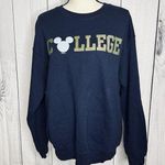 Disney College Navy Blue Sz M Graphic Sweatshirt Crewneck Fleece Lined Photo 0