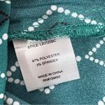 Como‎ Black Satin Diamond Print Button Up Shirt Blouse Teal Green Small Photo 10