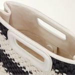 Maje  M Bag in Leather and Bicolor Knit Black White Stripe Satchel NWT Photo 4