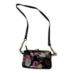 Betsey Johnson floral crossbody purse charger black pink gold bag Photo 1