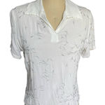 Ghost London Dandelion White Embroidered Short Sleeve Polo Shirt Medium Size L Photo 0