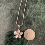 sterling silver plumeria Flower Pendant necklace CZ Center Brushed 20” 925 Photo 3