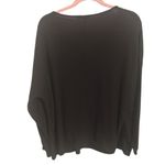 Zenana  Buttoned Long Sleeve Blouse Black Top Vneck Lightweight Waffle Plus Sz 2X Photo 2