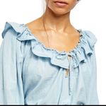 Free People LARGE  Women's Large Lily Of The Valley Chambray Blouse Blue Photo 3
