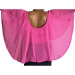 Love by Design Pink Sheer Cape Top Crochet Trim Flowy Blouse Cover Up Cropped XL Photo 7