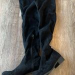 None Knee High Black Velvet Boots Photo 1