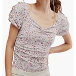 Free People  INTIMATELY Bella‎ Floral Bodysuit Size Medium Ruched Puff Sleeves Photo 1
