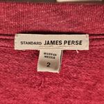 James Perse Standard  Womens Red Boxy V Neck Terry‎ Pullover Sweater 2 Medium Photo 2