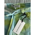 We Wore What New Flare Bell Short Stretch Twill Denim Tie Dye Green Blue Size 26 Photo 5