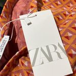 ZARA NWT  HIGH RISE FLARED JACQUARD PANTS ORANGE MULTI LARGE Photo 8