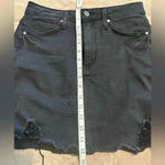 Just Black  Denim Jean Skirt Black Size Medium Cut Off Distressed Mini Photo 3