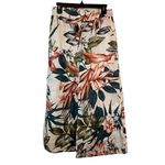 C&C California  Pants 100% Linen Floral Tropical Wide Leg Cropped Small #1311-AZ Photo 0