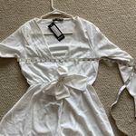 Nasty Gal NEW Knot Front Romper White US Size 8 Long Sleeve Ruffle V-Neck NWT Photo 9