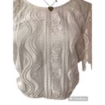 Trendy J's Women's Large Long Sleeve White Lace Top Photo 4