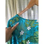 Hula Bay Hawaiian Monstera Plumeria Flowers Batwing Kaftan Swim Cover Up Top S/M Green Size M Photo 6