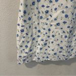 American Eagle American Eagle White Blue Ditsy Floral Linen Cotton Tie Back Cutout Mini Dress Photo 2