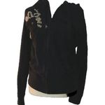 Lucky Brand Womens  Navy Blue Floral applique Zip-Up Hoodie Size L.   LJKT039 Photo 0