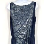 BCBG Maxazria Parisian blue dress textured denim print Asymetrical small urika Photo 3
