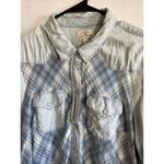 Lucky Brand Womens Blue Chambray Plaid Long Sleeve Button Up Shirt Size XL Photo 3