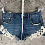 Almost Famous  Floral Jean Shorts Juniors' 11 Denim Lace Trim Distressed Boho Y2K Photo 4