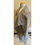 Elegant Gray Waterfall Collar Belted Long Cardigan Coat gray made In Italy 22 Size M Photo 3