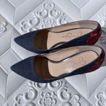 Jessica Simpson  Boho Preppy Denim Floral Embroidered Chunky Heel Pumps size 7.5 Photo 2