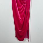 Cider  Fuscia Pink Velvet Square Neck Rouched Side‎ Slit Midi Dress Prom Formal Photo 8