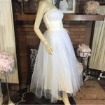 VINTAGE 1950'S CORRINE ORIGINALS WHITE & CREAM TULLE & LACE PARTY DRESS (S) Photo 2